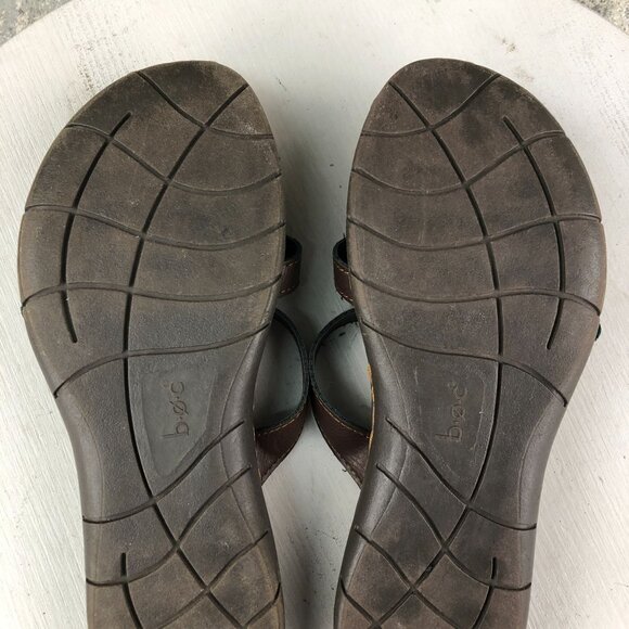 BOC Women's Size 7M Brown Open Toe Flower Applique Slip On Slides Sandals - Picture 10 of 13